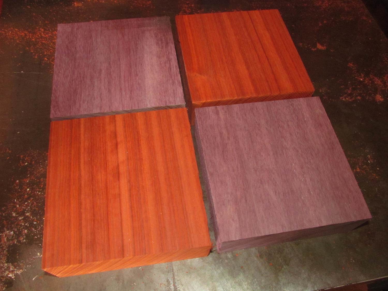 Two Each Kiln Dried Exotic Purpleheart &amp; Padauk Bowl Blanks 6&quot; X 6&quot; X 2&quot;