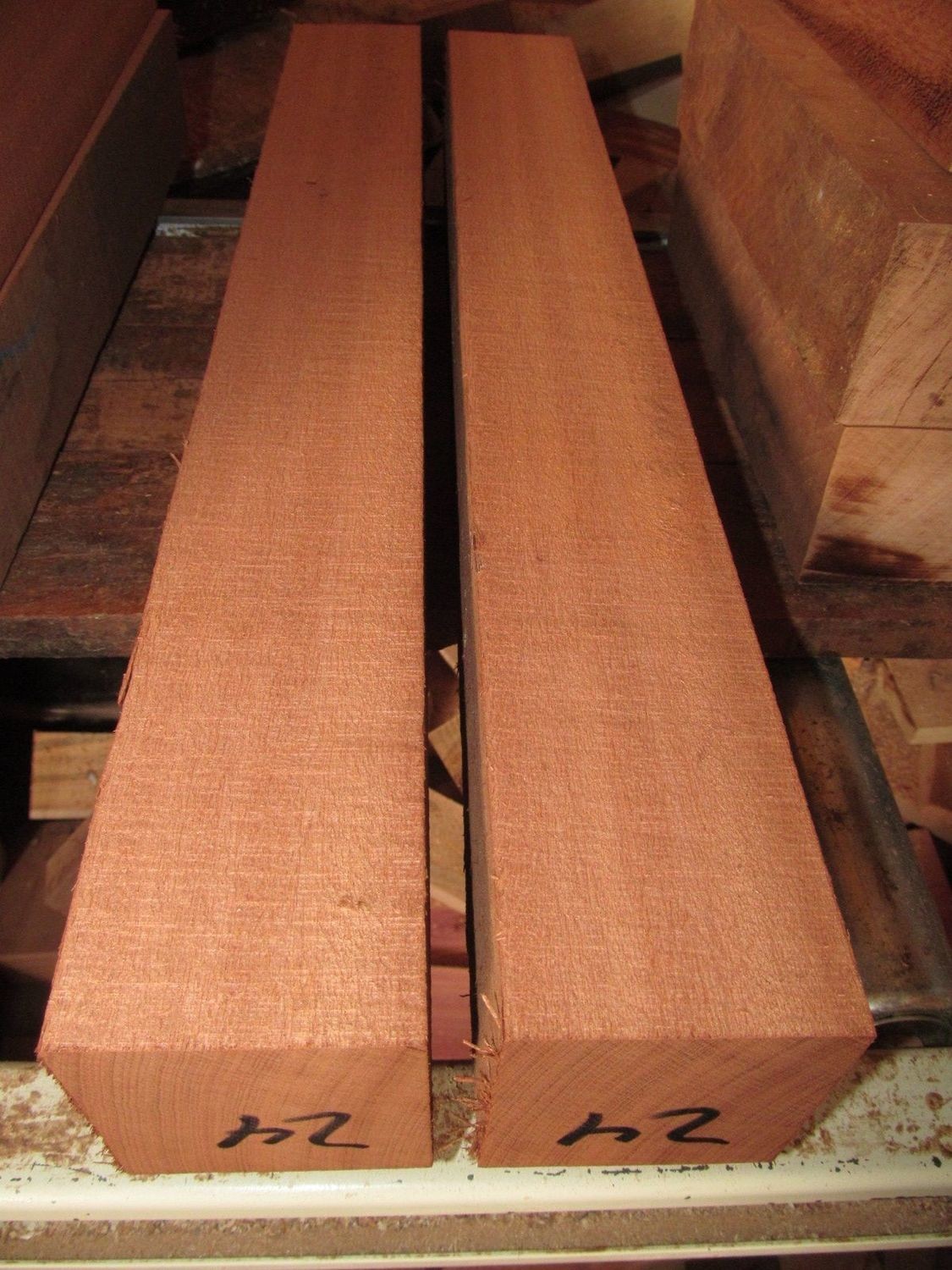TWO Long Kiln Dried Sapele Turning Blanks 2&quot; X 2&quot; X 36&quot;