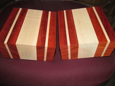 ONE PADAUK / MAPLE LAMINATED BOWL BLANKS 6&quot; X 6&quot; X 3&quot;