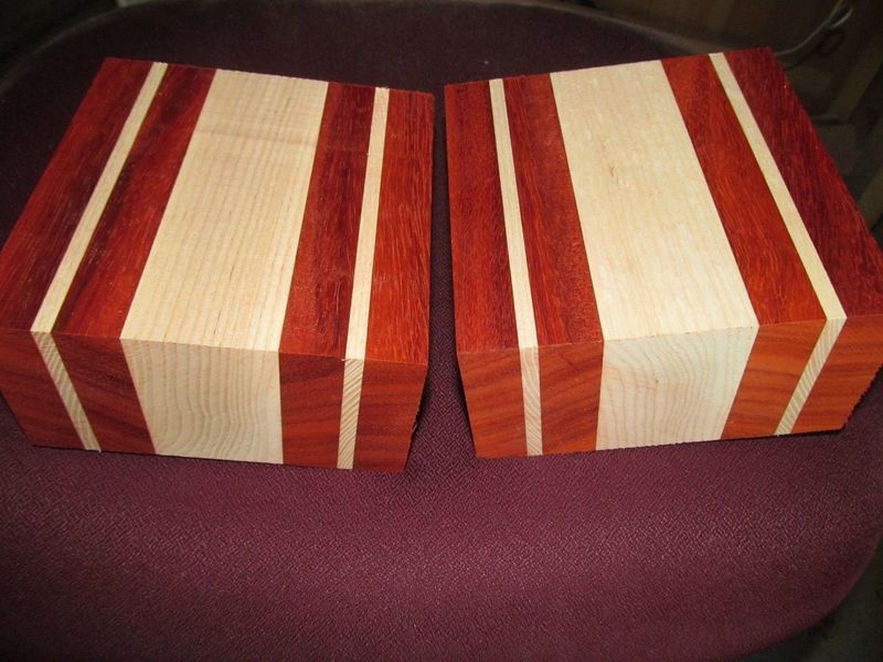 ONE PADAUK / MAPLE LAMINATED BOWL BLANKS 6" X 6" X 3"