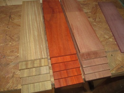 Multipak 15 Kiln Dried Afrormosia, Padauk, Mahogany Thins 12&quot; X 3&quot; X 1/4&quot;