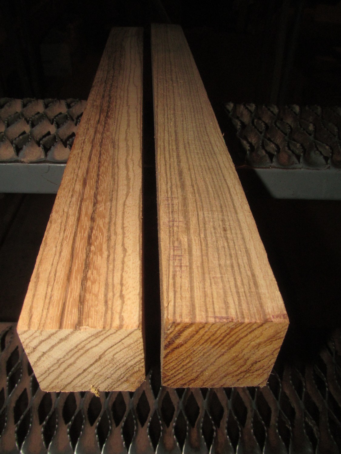 2 BEAUTIFUL LONG KILN DRIED EXOTIC ZEBRAWOOD TURNING BLANKS 2 X 2 X 24&quot;
