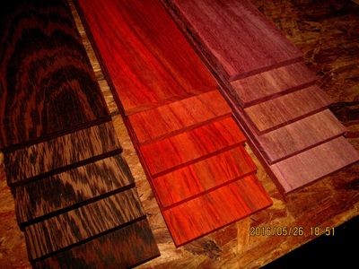 Multipak 15 Kiln Dried Wenge, Purpleheart, Padauk Thins 12&quot; X 3&quot; X 1/8&quot;