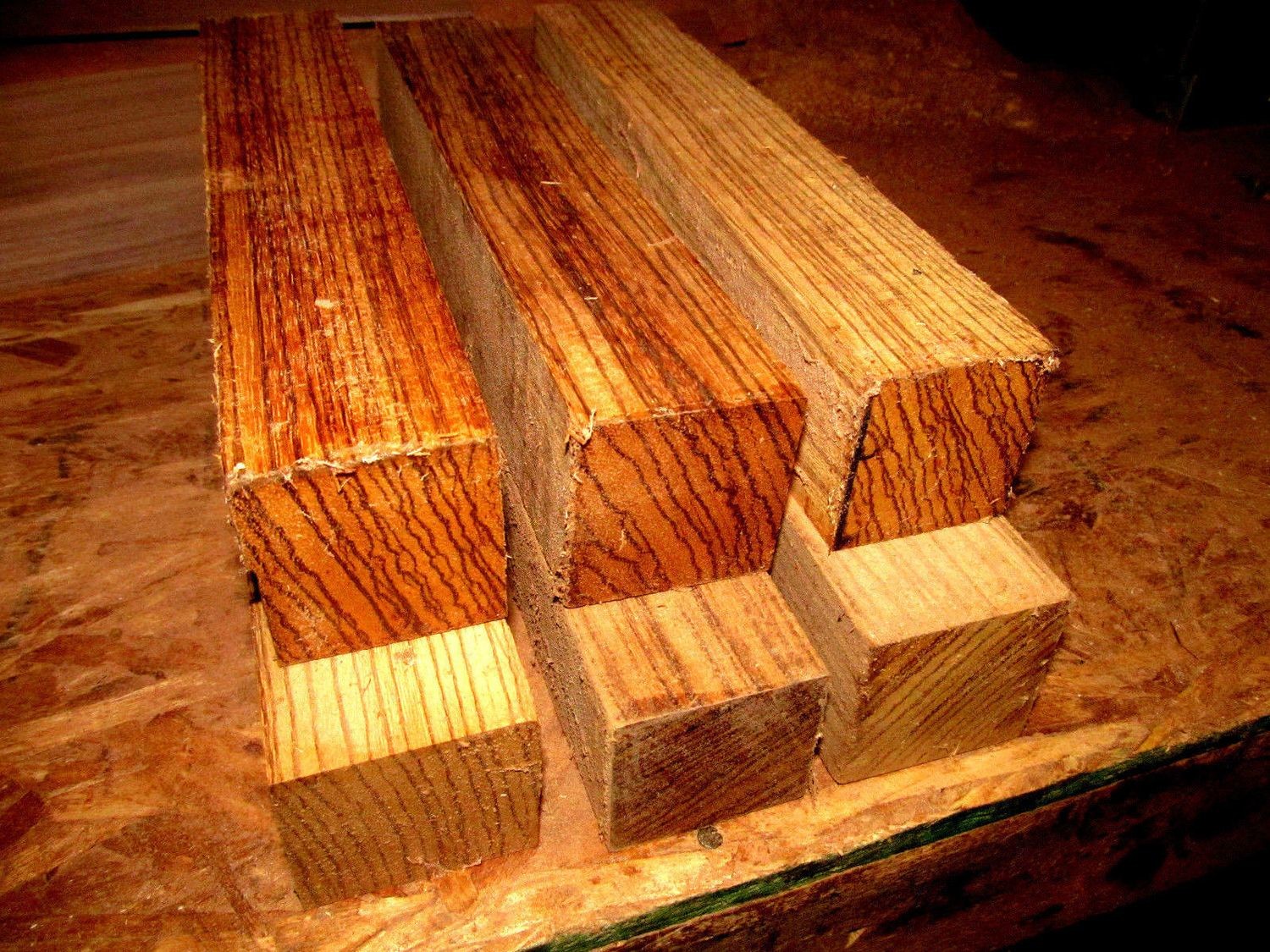 5 BEAUTIFUL KILN DRIED EXOTIC ZEBRAWOOD TURNING BLANKS 2 X 2 X 11&quot;