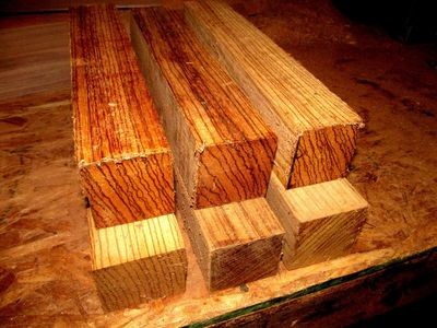 5 BEAUTIFUL KILN DRIED EXOTIC ZEBRAWOOD TURNING BLANKS 2 X 2 X 11&quot;
