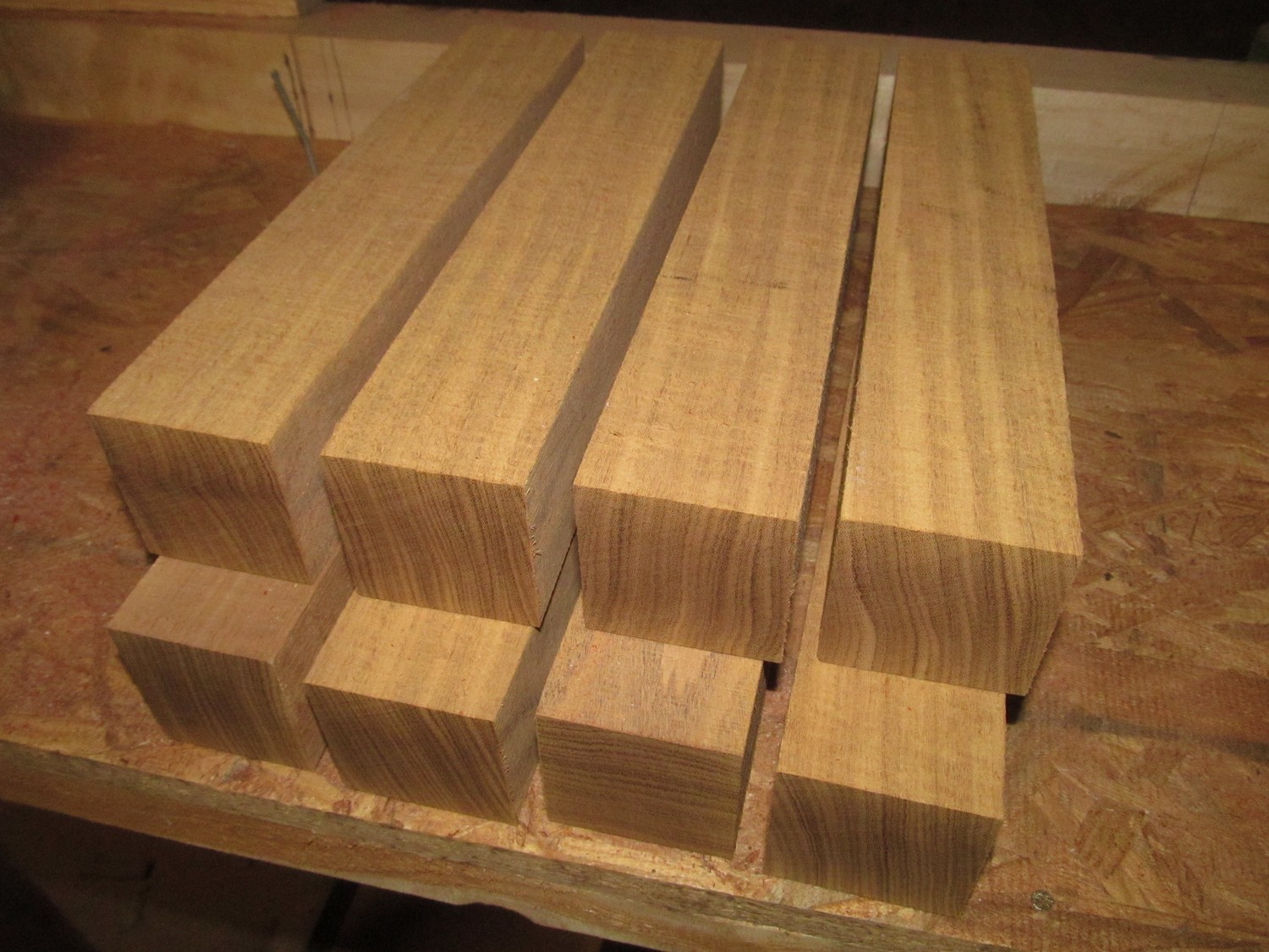 4 BEAUTIFUL KILN DRIED EXOTIC AFRORMOSIA TURNING BLANKS 2&quot; X 2&quot; X 11&quot;