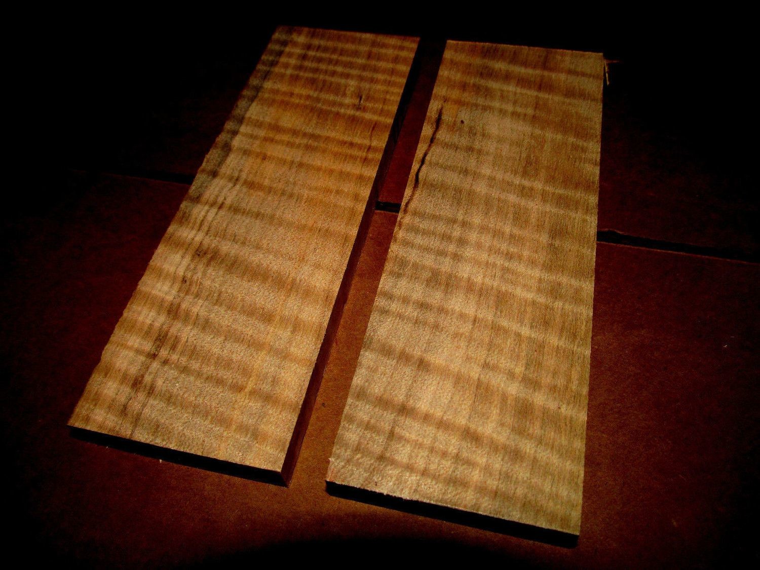 2 BEAUTIFUL KILN DRIED CURLY MAPLE KNIFE SCALES ~6 X 2 X 3/8&quot;