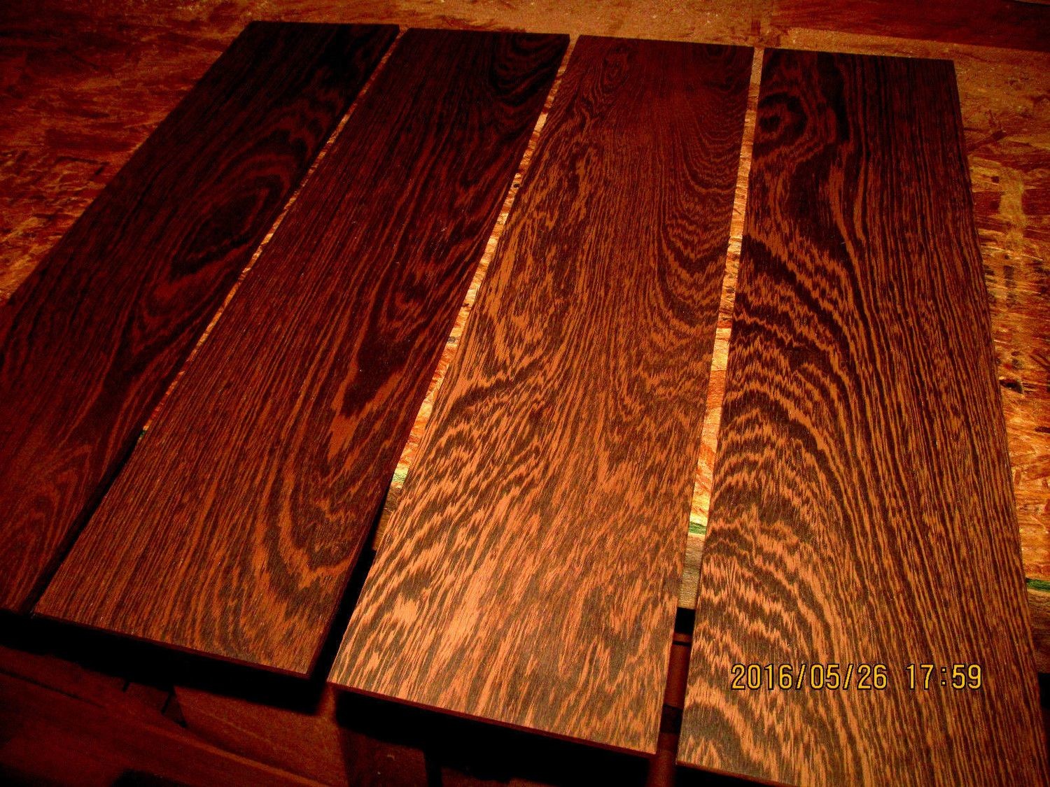 5 PIECES KILN DRIED SANDED EXOTIC WENGE 24 X 6 X 1/8&quot;