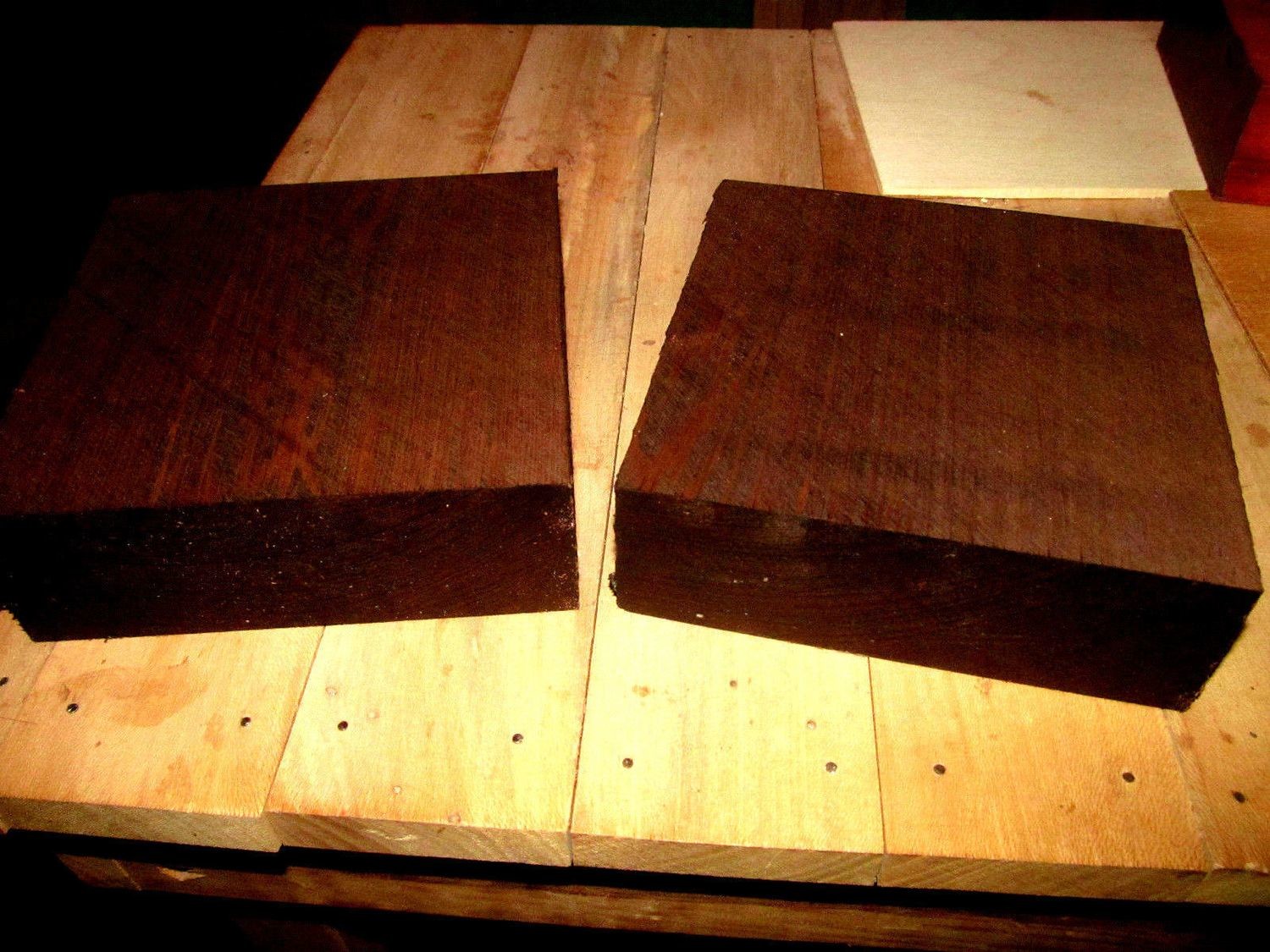 Two Exotic Kiln Dried Wenge Platter Blanks 6 X 6 X 2&quot;