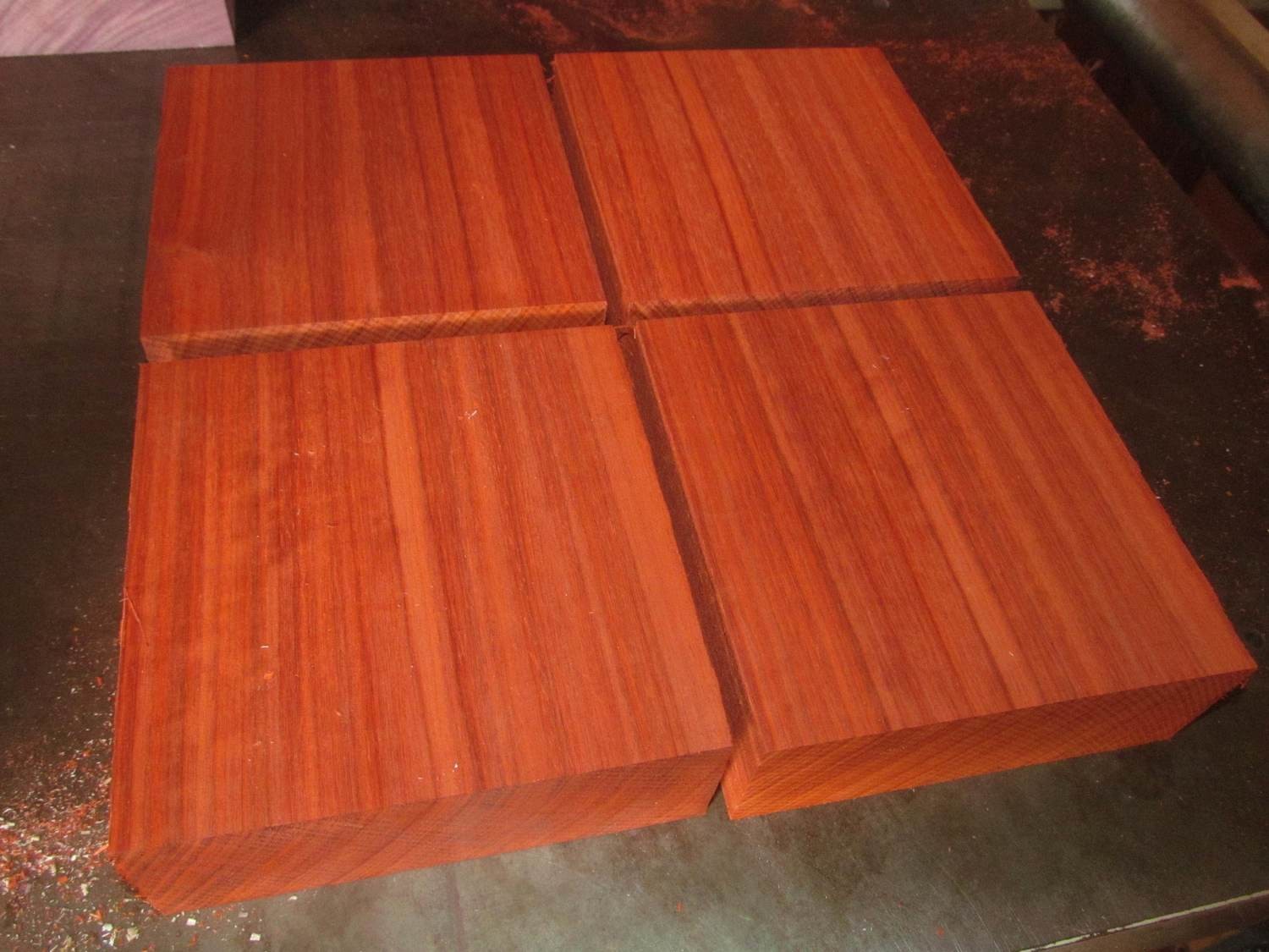 Four Kiln Dried Exotic Padauk Bowl Blanks 6&quot; X 6&quot; X 2&quot;