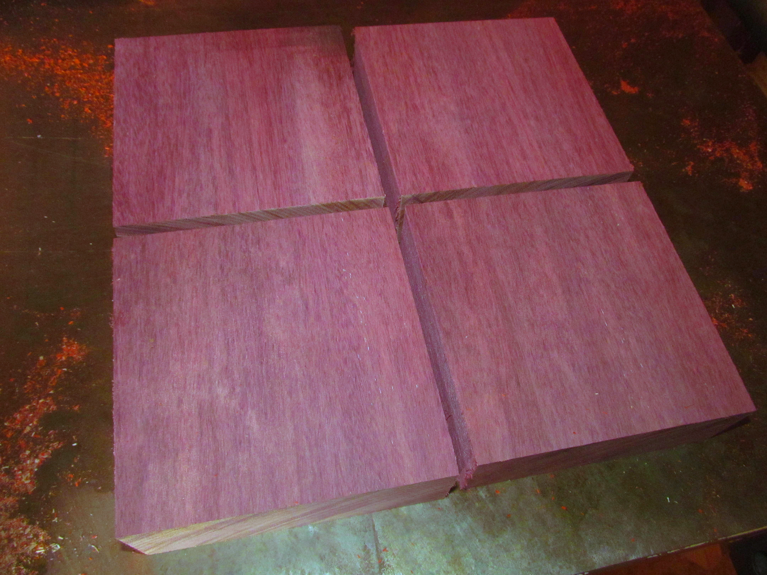 Four Kiln Dried Exotic Purpleheart Bowl Blanks 6&quot; X 6&quot; X 2&quot;