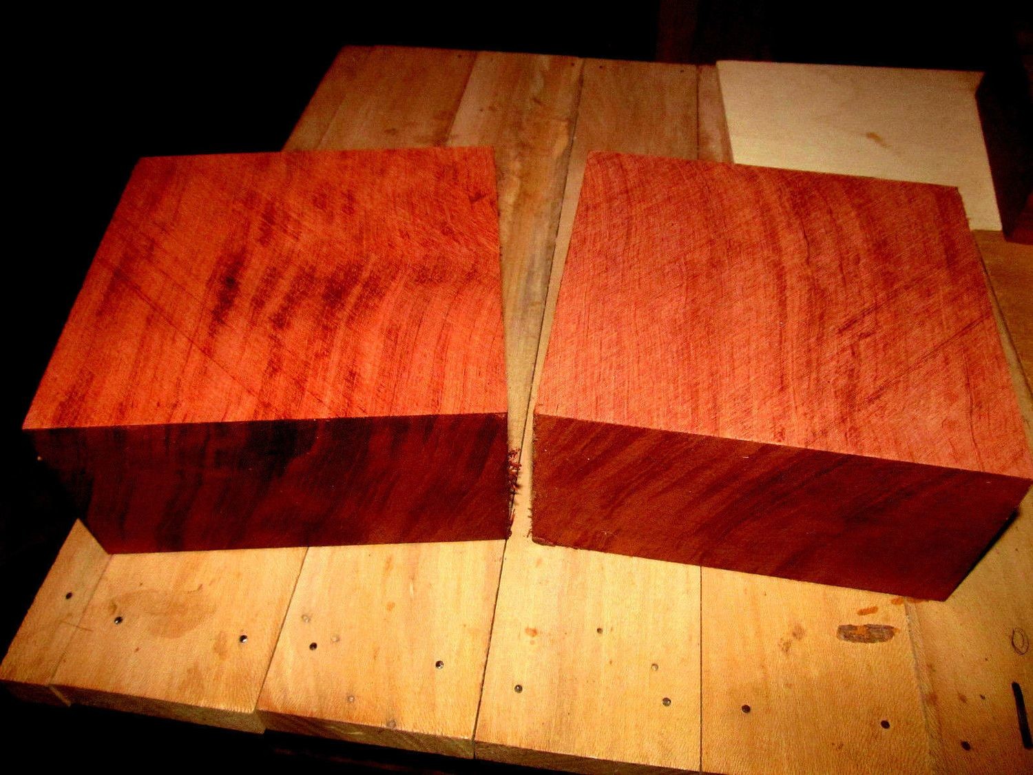 Two Exotic Kiln Dried Bubinga Bowl Blanks 6 X 6 X 2&quot;