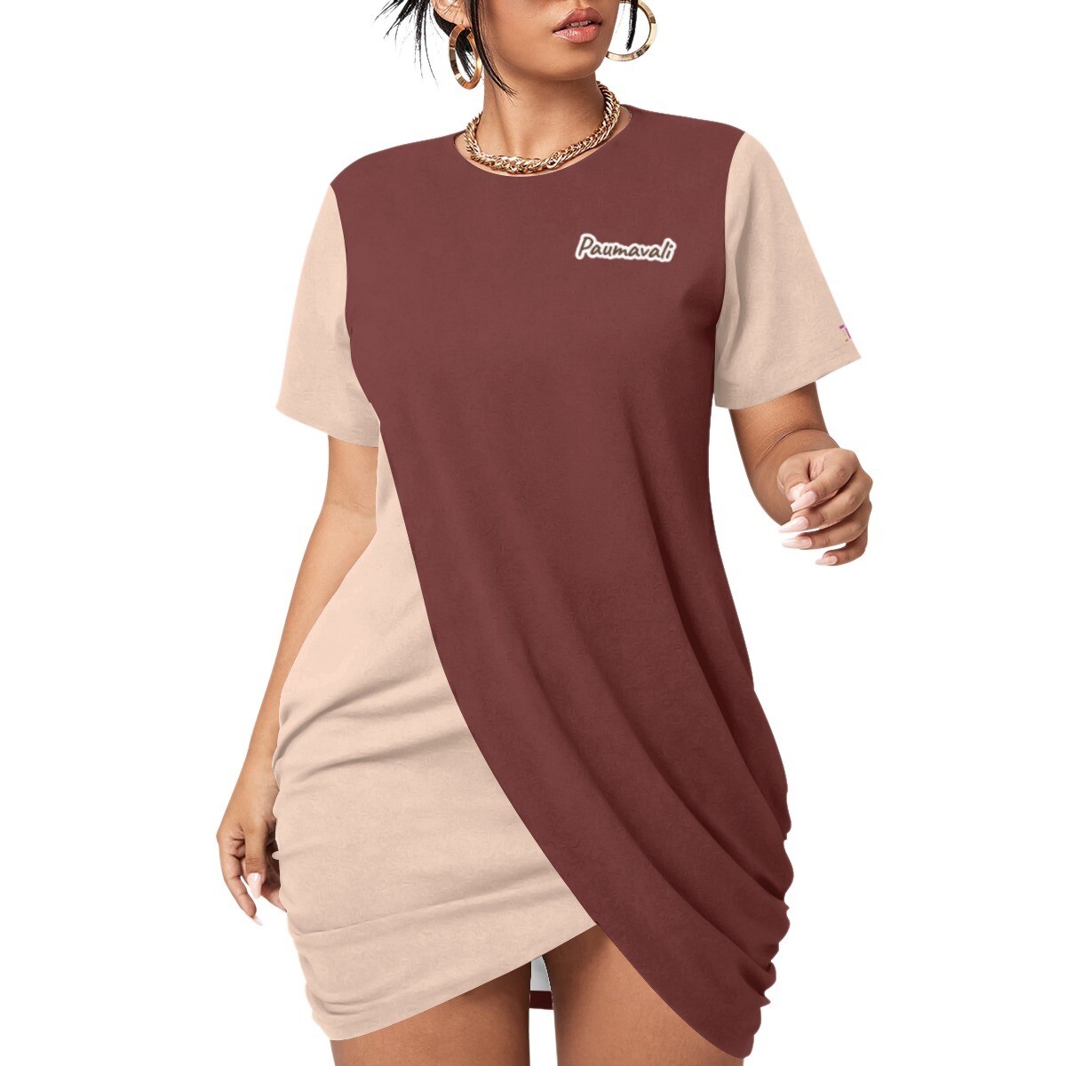 Burgundy Creme Hem Dress