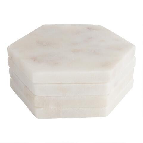 White Marble Hexagon Coasters