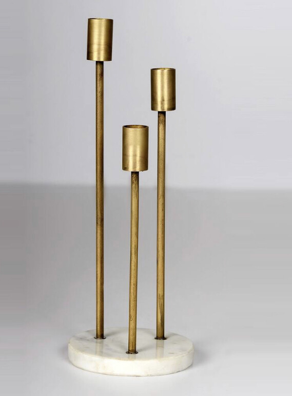 Fleur Iron + Marble Candle Holder