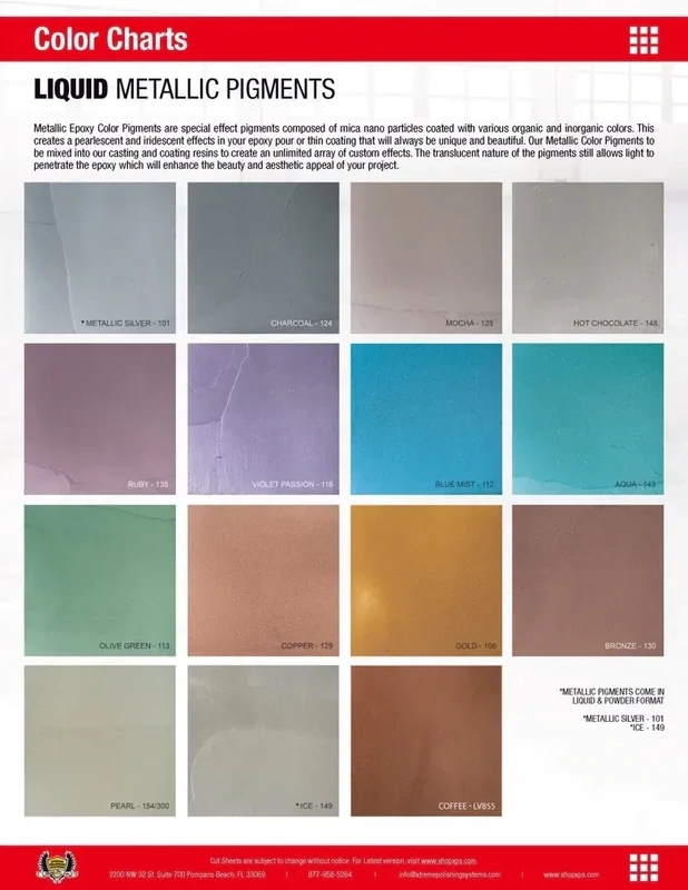 Metallic Color Liquid Epoxy Pigments