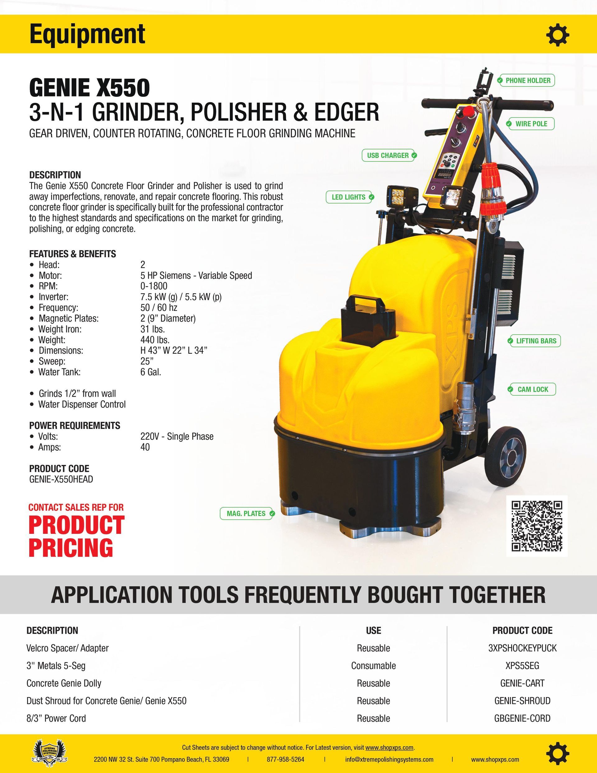 Concrete Genie X550 Floor Grinder Polisher Edger