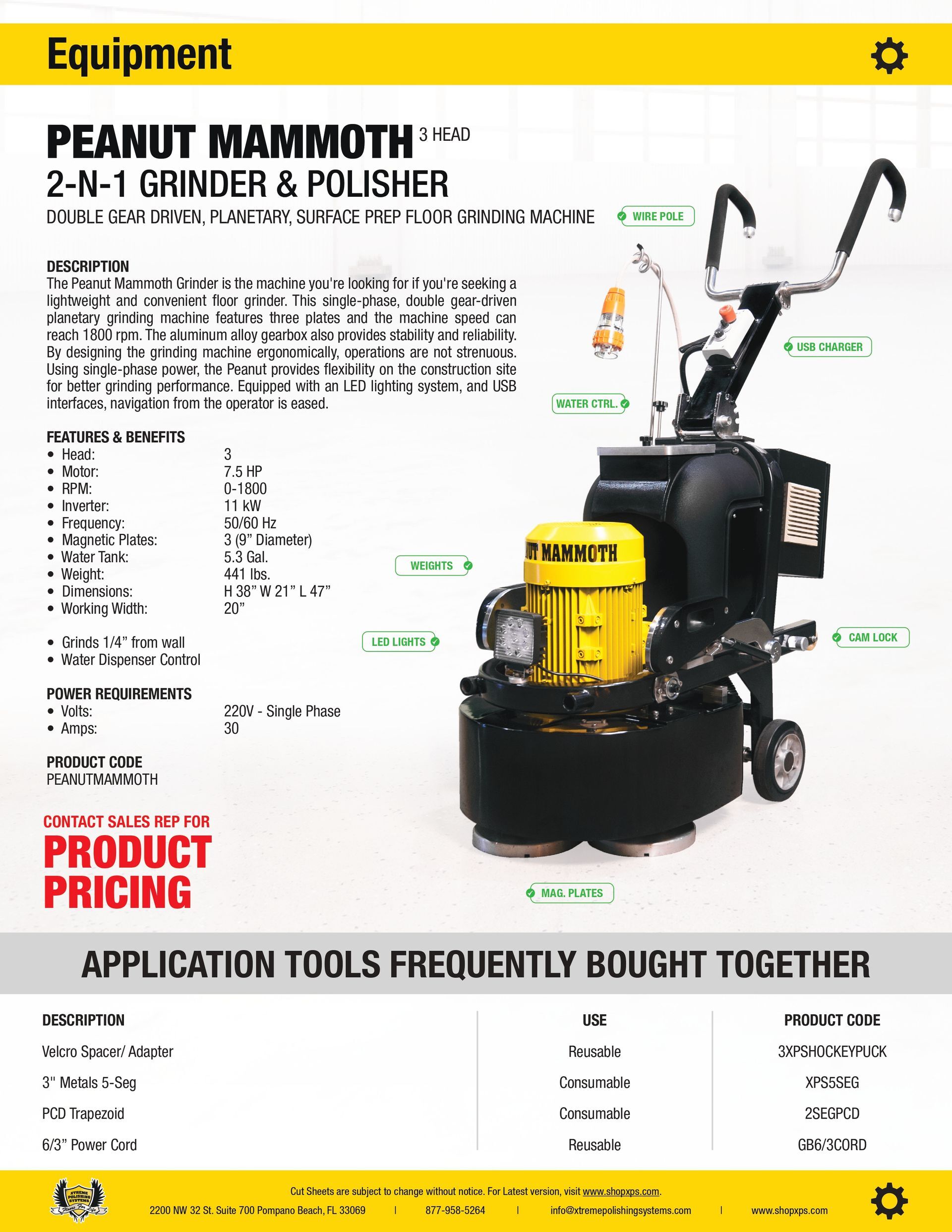 Peanut Mammoth Floor Grinder Polisher 3 Head
