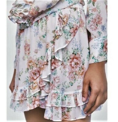 Zara Floral |Ruffle Skirt XS