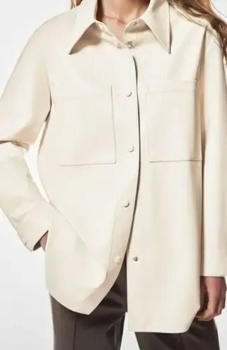 Zara Faux Leather shirt ladies oversize beige ecru