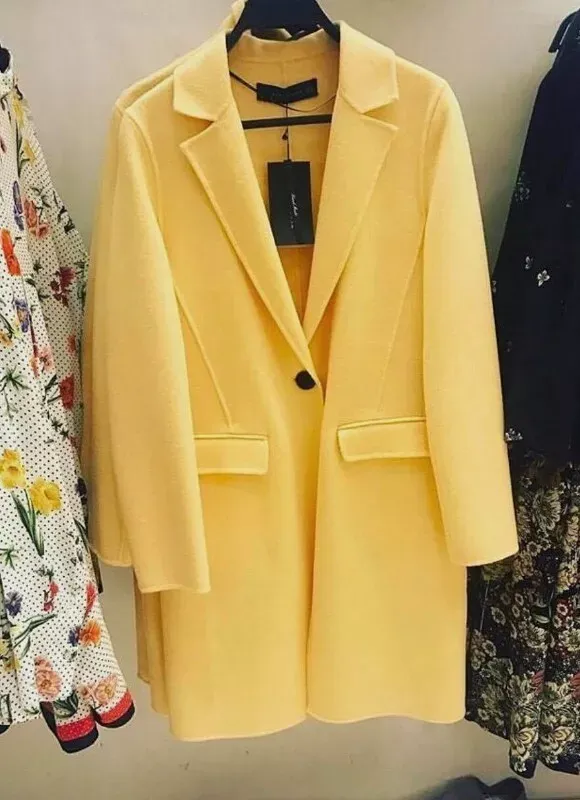 ZARA Gorgeous Yellow handmade Wool Coat xs ZARA Gorgeous Yellow HANDMADE Straigh