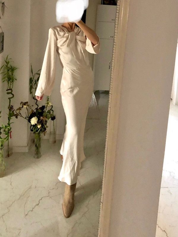 Zara Oyster Champagne knotted dress