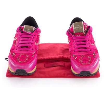 Valentino sneakers Rock runner leather trainers lace pink fuchsia