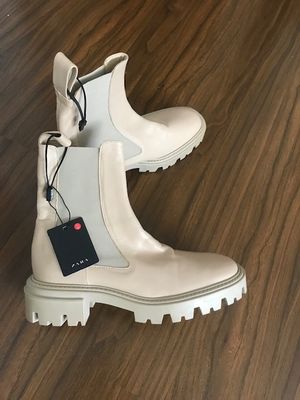 Zara  Limited Edition  beige light tan  100% real leather  ankle boots