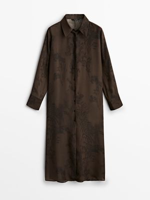 Vestido de seda Massimo Dutti STUDIO Shirt Manga larga