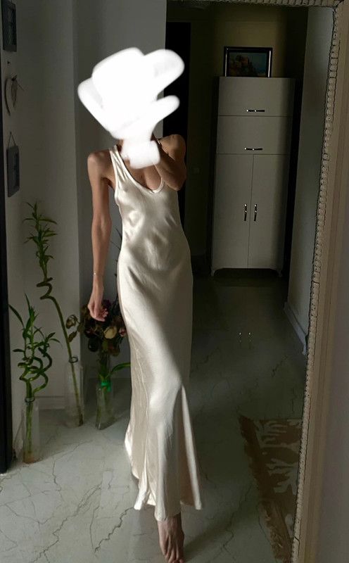 Zara ecru cream long maxi dress satin halter neck tank round neck new