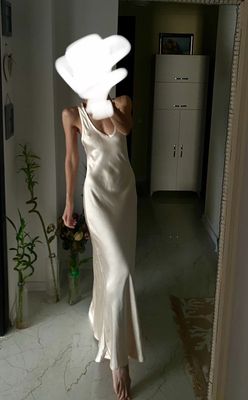 Zara ecru cream long maxi dress satin halter neck tank round neck new