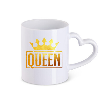 Tasse mit Herz Henkel Motiv Queen