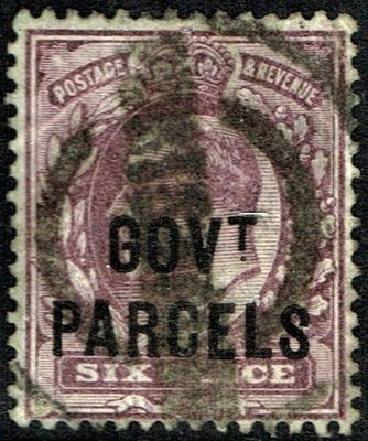 GB KING EDWARD VII, 1902, 6d PALE DULL PURPLE, GOV.T.PARCELS, Sg.O76, Mi.D36, USED