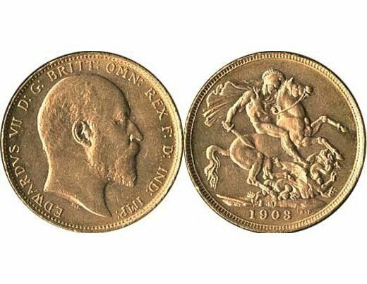 GB KING EDWARD VII 1908 FULL SOVEREIGN COIN
