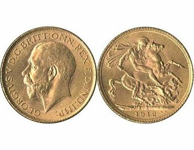 GB KING GEORGE V 1912 FULL SOVEREIGN COIN