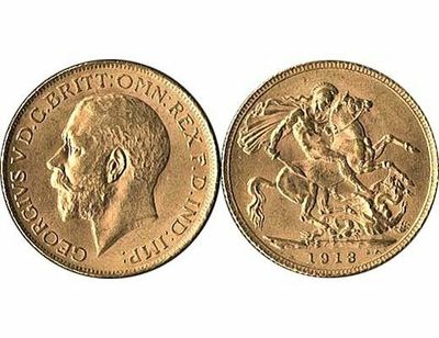GB KING GEORGE V 1913 FULL SOVEREIGN COIN