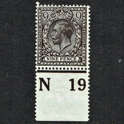 GB KING GEORGE V 1913, 9d AGATE with Control N19, Mi138X, SG392, MNH