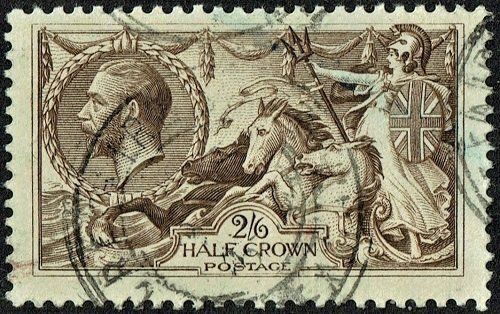 GB KING GEORGE V 1913-34, ERRORS, SEAHORSE 2'6s SEPIA BROWN SG400, Type A, USED