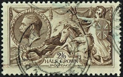 GB KING GEORGE V 1913-34, ERRORS, SEAHORSE 2'6s SEPIA BROWN SG400, Type A, USED
