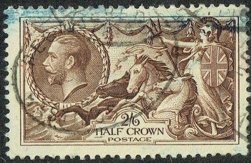 GB KING GEORGE V 1913-34, SEAHORSE 2'6s DEEP YELLOW-BROWN Type B, GB405 USED