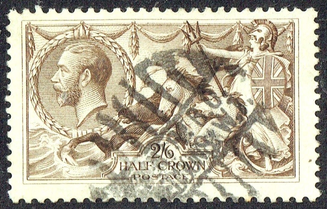 GB KING GEORGE V 1913-34, SEAHORSE 2'6s DEEP YELLOW-BROWN Type B, GB406 USED