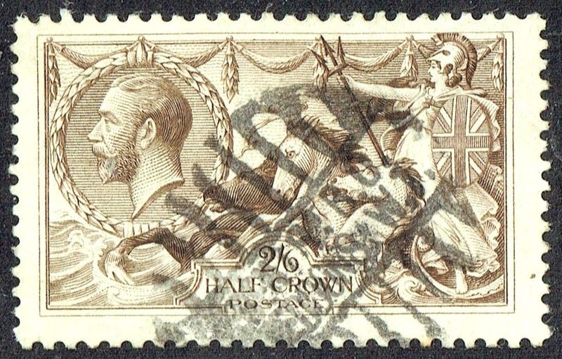 GB KING GEORGE V 1913-34, SEAHORSE 2'6s DEEP YELLOW-BROWN Type B, GB406 USED