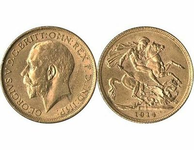 GB KING GEORGE V 1914 FULL SOVEREIGN COIN