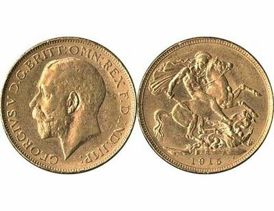 GB KING GEORGE V 1915 FULL SOVEREIGN COIN