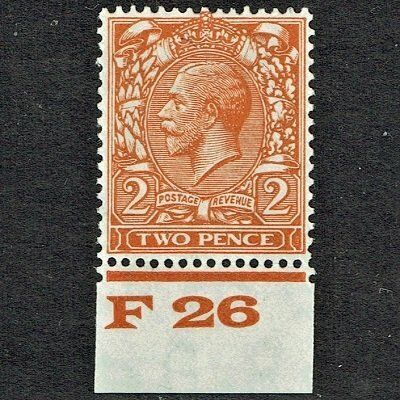 GB KING GEORGE V 1924, 2d ORANGE with Control F26, Mi157X, SG421, Mint