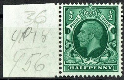GB KING GEORGE V 1934, ½d GREEN SG 439, Control Y36, Cylinder 39(No Dot), MNH
