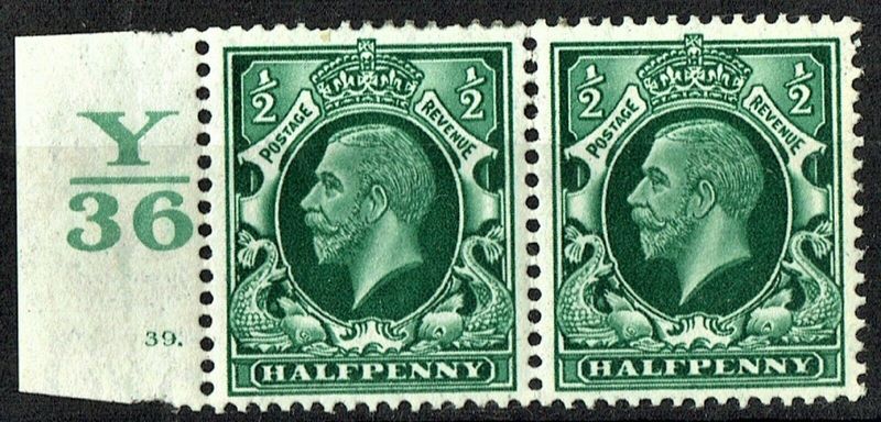 GB KING GEORGE V 1934, ½d GREEN with CONTROL & CYLINDER, SG439, MNH