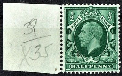 GB KING GEORGE V 1934, ½d GREEN, SG 439, Mi GB 175X, Cylinder 39 (No Dot), MNH