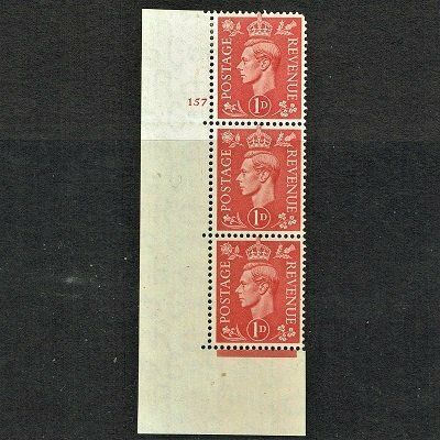 GB KING GEORGE VI 1937, 1d SCARLET Cylinder 157(NO Dot), Mi199X, SG463, MNH/Mint
