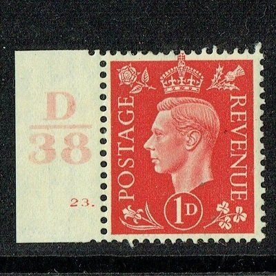 GB KING GEORGE VI 1937, 1d SCARLET, CYLINDER No.23(Dot), SG463, MNH/Mint GB KING GEORGE VI 1937, 1d SCARLET, CYLINDER No.23(Dot), SG463, MNH/Mint